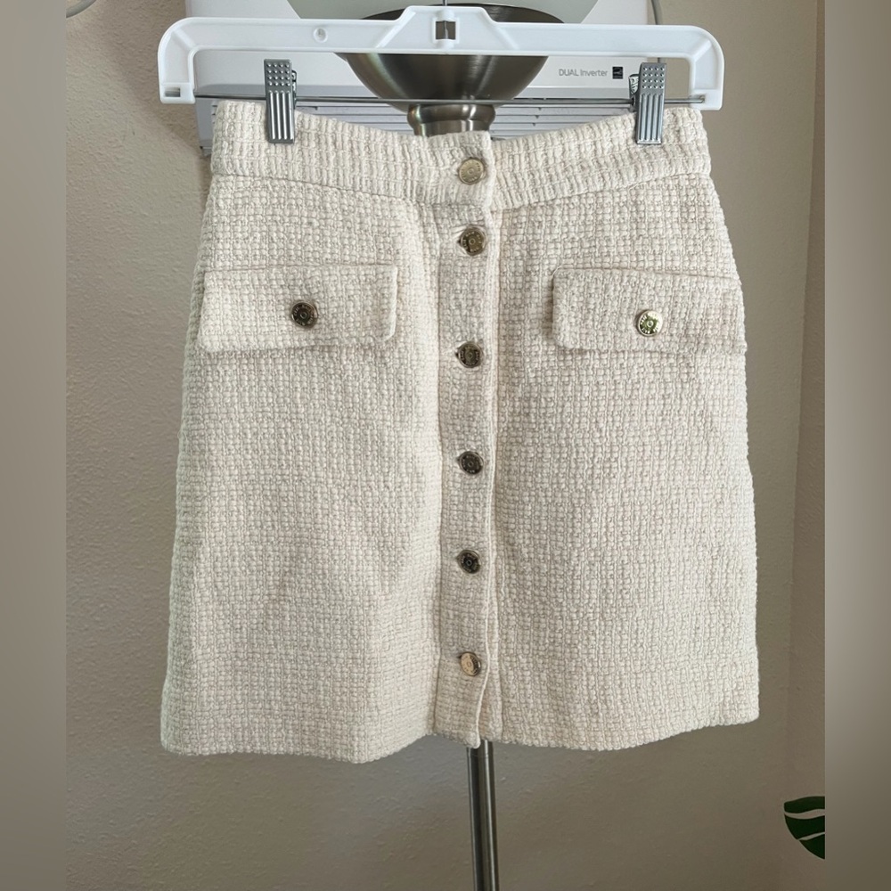 Maje tweed ecru skirt